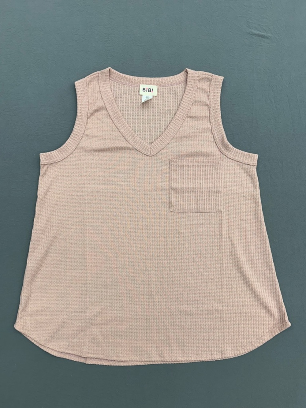 BiBi Dusty Rose V-Neck Sleeveless Knit Tank with Pocket